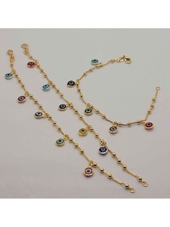 Jewelry - Brand New Brazilian 18k Gold Filled Multi Colors Evil Eye Bracelet